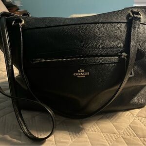 Coach Pebbled Black Leather Shoulder Bag
